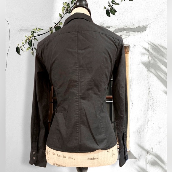 Grammar The Conjunction Shirt Women's Black Button-Up with Tie Waist 4 - Picture 2 of 6